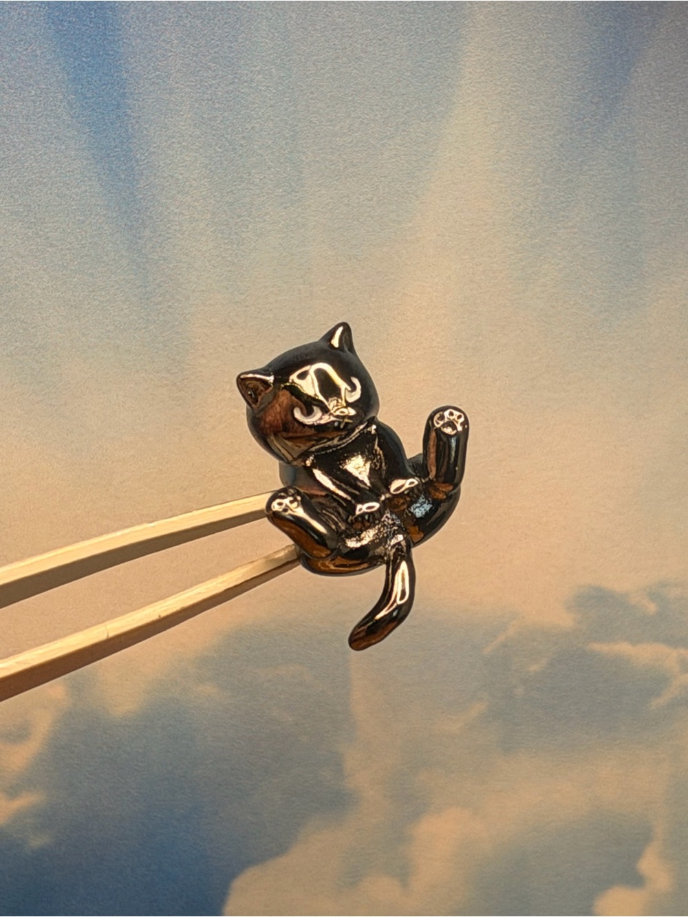 Black Cat sterling silver charm bead